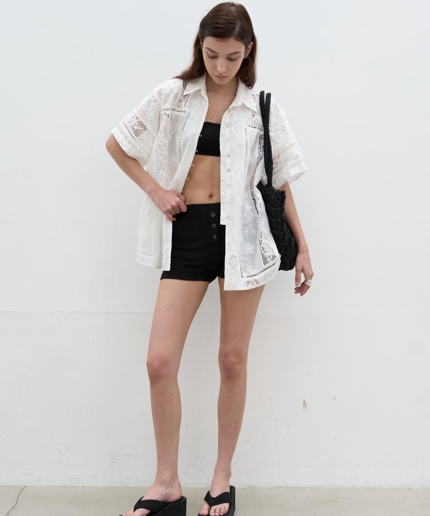 Seolan Button Banding Mini Shorts_4Colors