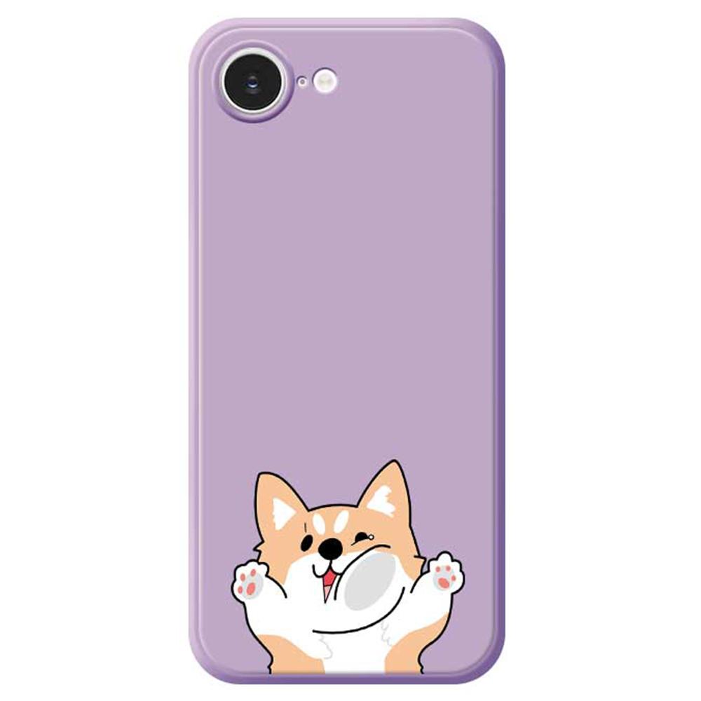 For iPhone 16e Case Cartoon Dog Pattern Printing Straight Edge TPU Phone Back Cover
