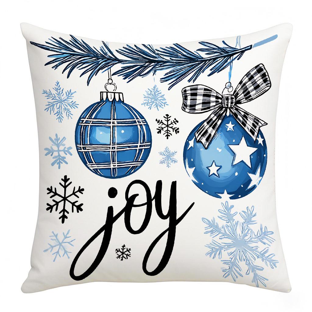 New Blue Christmas Pillow Case Cute Snowman Super Soft Printed Home Sofa Holiday Decoration Pillow Case