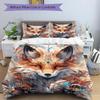3pcs Enchanted Orange Fox Printed Bedding Set, Soft and Comfortable Quilt Cover for Bedroom, Guest Room (1 Duvet Cover + 2 Pillowcases, Pill