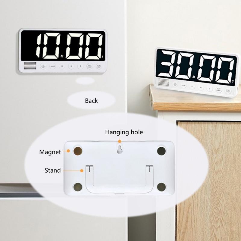 Count Up/Down Timer Tabletop Magnetic Timer for Office Kitchen Rechargeable Digital Timer Stopwatch LED Display Timer