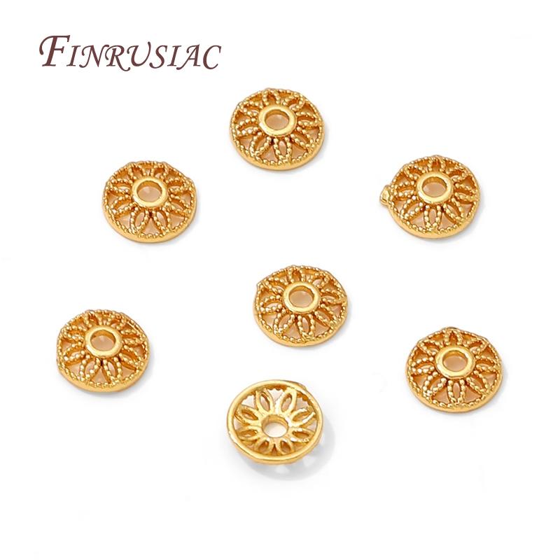 18K Gold Plated Bead End Caps For Jewelry Making,Spacer Bead Caps DIY Accessories,Round Bead Caps For Bracelets Making Findings