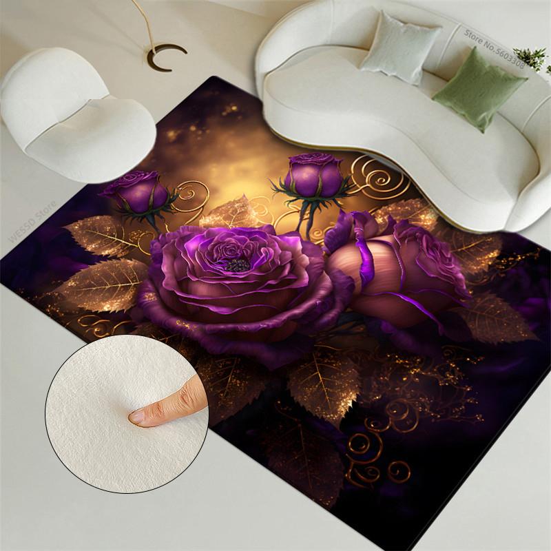 

Ретро многоцветный золотой ковер с цветочным принтом, украшение для комнаты, ковер для кровати для женщин, для девочек, мягкие бархатные коврики для комнаты, для кухни, большой размер 60x90cm 1pcs