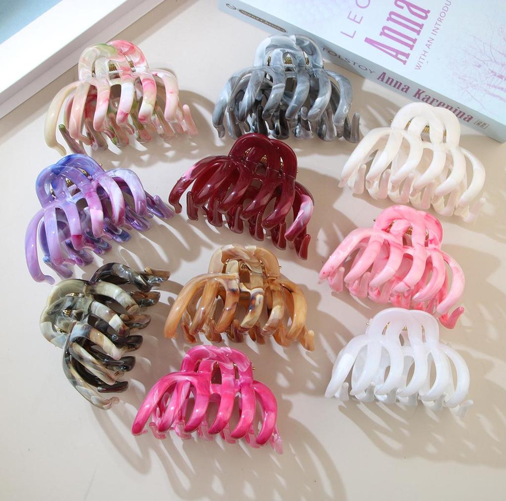 Super Grip Large Smudge-Ink Pumpkin Claw Hair Clip - 2025 New Style Women's Back-of-Head Shark Clip Accessory