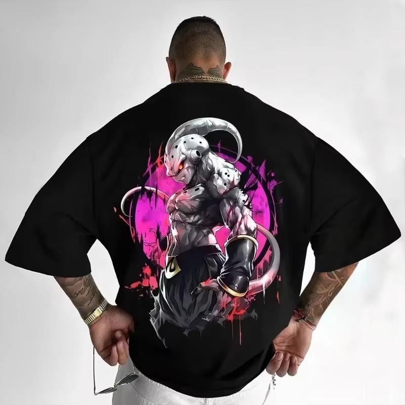 2026 Summer Dragon Ball Compilations Retro Highquality Cotton Mens Tshirts Majin Buu Unisex Childrens Casual Short Sleeves