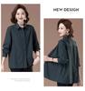 2025 New Autumn Plaid Cotton Shirt for Middle-Aged & Elderly Women - Plus Size, Turn-Down Collar, Cotton Linen