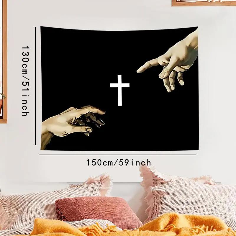 Gothic Christ Cross Tapestry Art Wall Hanging Bedroom Dormitory Studio Aesthetics Polyester Wall Decoration