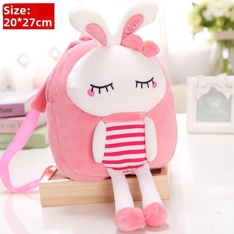 Striped Pink Bunny Cartoon Animal Plush Children Backpack For Toddler Use School
