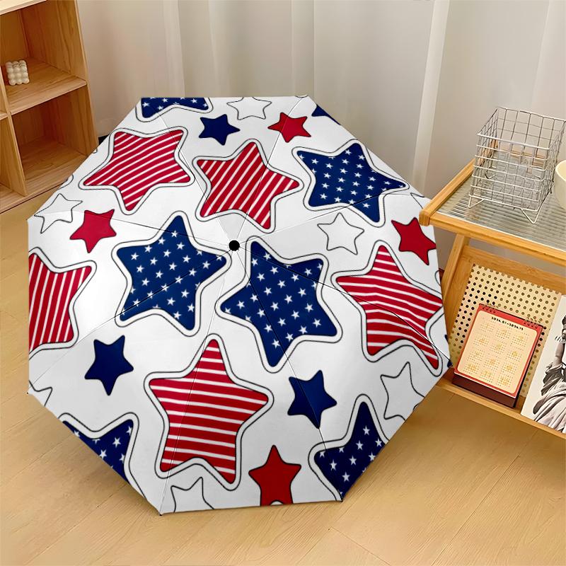 American Flag Fashionable Automatic Opening/Closing Folding Umbrella. Portable and Foldable, Ideal for Gift, Travel, and Daily Use