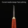 Knot Tying Tool Double Needles Sandalwood Handle Sharp Tip Portable Anti-slip Tie Knot Stainless Steel Tippet Strand Knotter Fishing