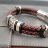 Bracelet homme en acier inoxydable 316l marron punk irrégulièrement fissuré en cuir véritable tressé bracelets et bracelets pour hommes bijoux pour hommes