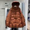 Womens Oversized Down Coat With Hood Mid-Length Loose Fit White Duck 50% Fill Power Warm Winter Jacket