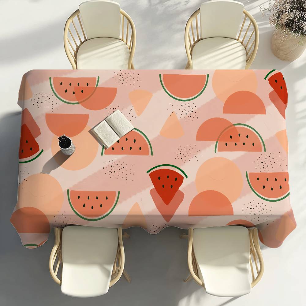 Pink Watermelon Fruit Table Cloth Party Decor Dining Room Home Kitchen Patios Waterproof Stain-Proof Table Cloth
