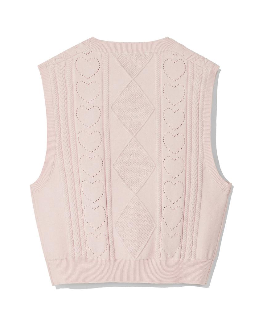 Cgp (Women) Heart Crochet Knit Vest_Light Pink