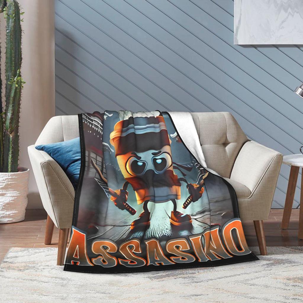 Italian Brainrot Animals Blanket Cappuccino Assassino Fleece Awesome Soft Throw Blankets for Home Winter