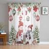 Snowman Deer Christmas Tree Ball Poinsettia Sheer Curtains Living Room Decoration Window Curtains Kitchen Tulle Voile Curtains