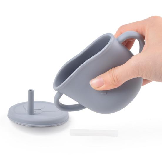 Water Cup Soft Leakproof Silicone Baby Straw Feeding Drinking Glass Home