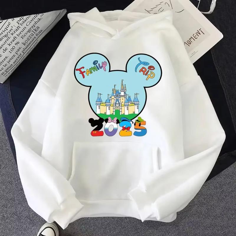 Fashion 2025 Disneyland Travel Graphic Hoodies Disney Family Vacation Printed Hoodies Autumn Pullover Tops Women Sweatshirt
