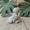 Girl And Bunny Figurine, 3D Printed Girl Embrace Rabbit Statue, Small Cute Animal Ornament for Living Room, Desk, Cabinet Decor