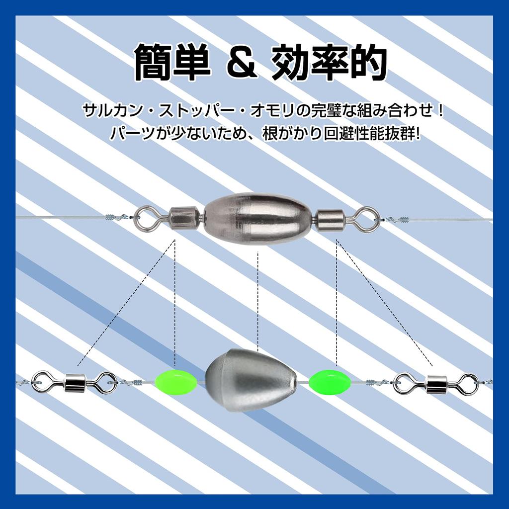 AMYSPORTS Fishing Rig Set with Weights and Medium for Fishing with and Horse Mackerel Through-hole Barrel, Cushion, Jujube, Rockfish, Squid,