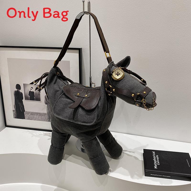 Borsa a Sella in Tela con Chiusura a Zip per Viaggi Casual e Street Style