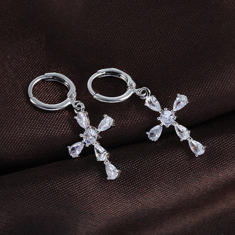925 Sterling Silver Cross Stud Earrings with Zirconia for Women – No Piercing Needed