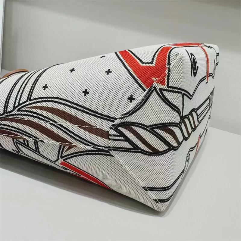 2024 High-End Women's Canvas & Leather Tote: Versatile, Large-Capacity, Handheld or Shoulder Bag