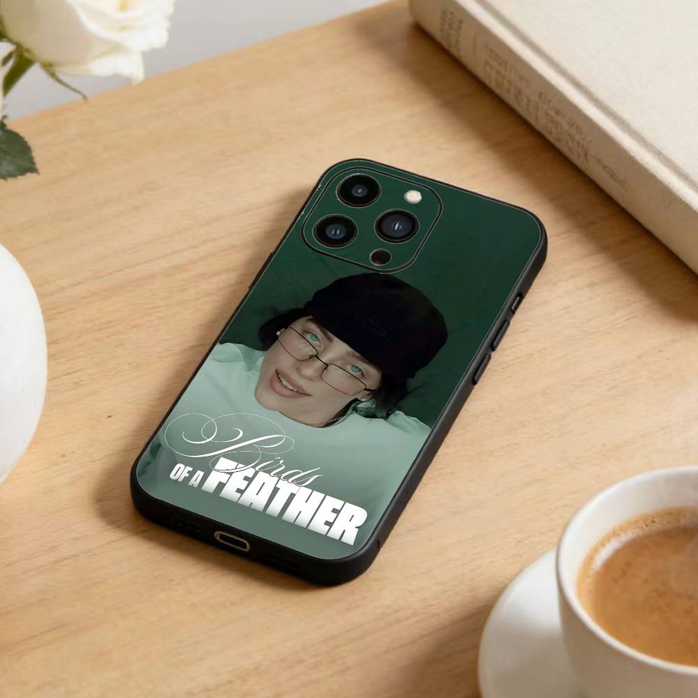 

S-Singer B-Billie Eilish Phone Case For iPhone17,16,15,14,13,12 Plus,Max Soft Silicone Black Cover iPhone16e