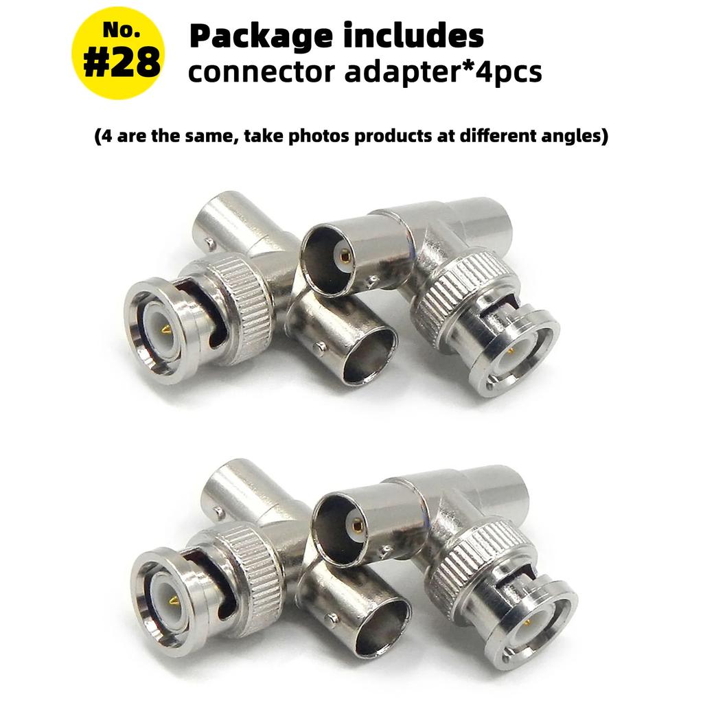 4 Pcs BNC Adapter Connector Coax Solderless RCA Q9 HD Video Plug for CCTV Camera Monitoring Radio Antenna and Video Application