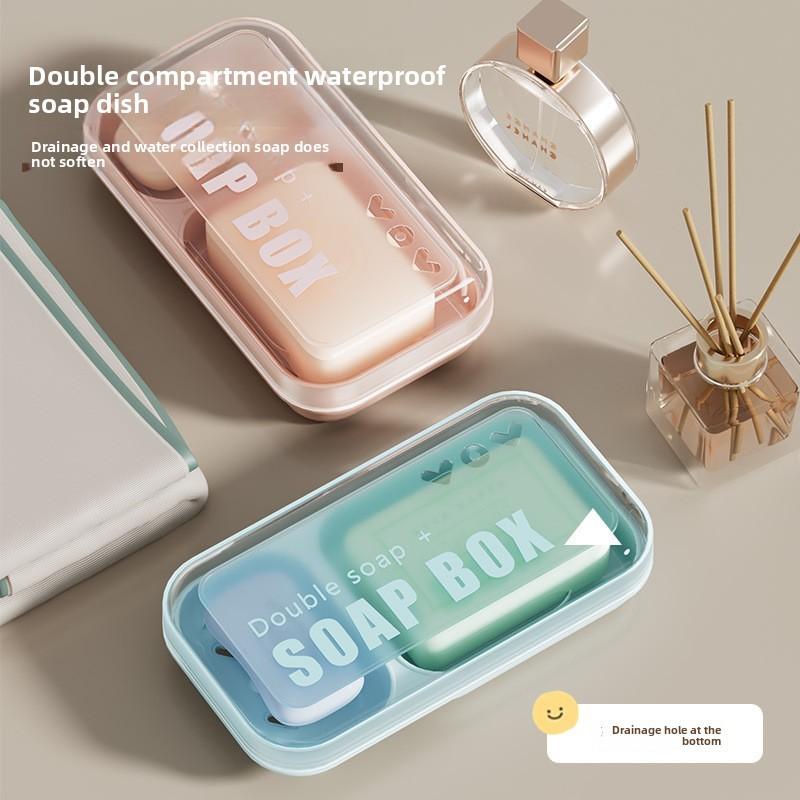 Double Compartment Soap Dispenser With Lid For Dormitory Use And Waterproof Design