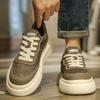 Casual board shoes new autumn and winter youth low-top flat-bottomed sports shoes leather surface breathable