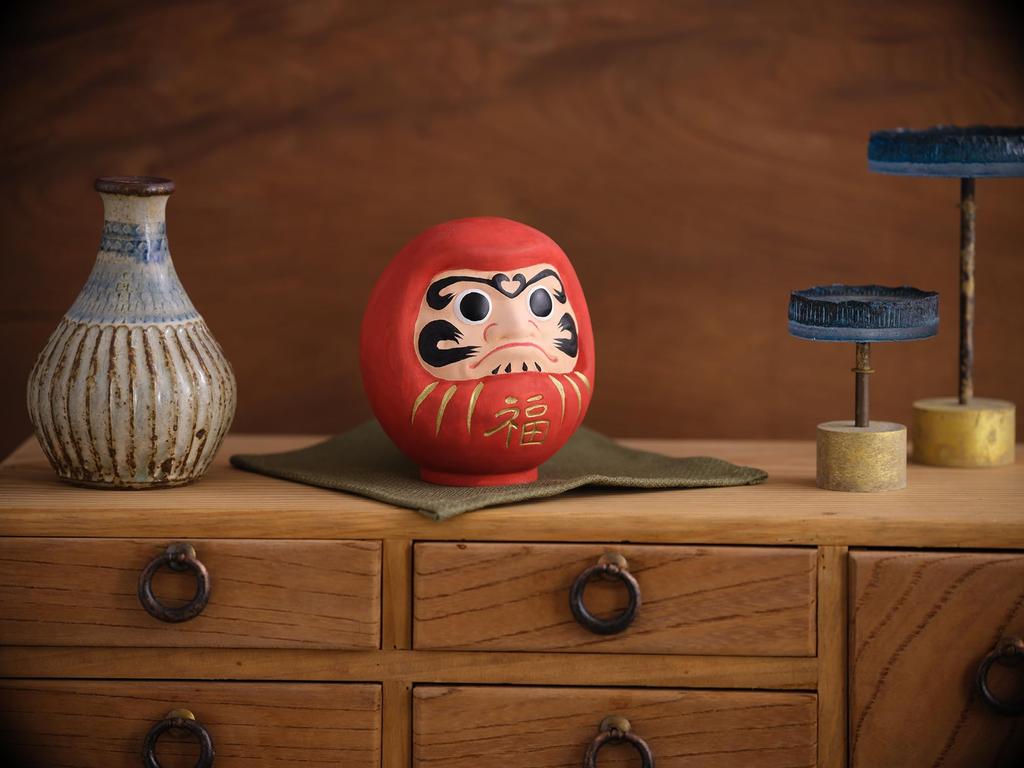 Wooden carved lucky Daruma doll Consecrated with prayers at Shorinzan Daruma Temple wooden Buddha figure Daruma (size 0.5, S) - - Daruma, carving,