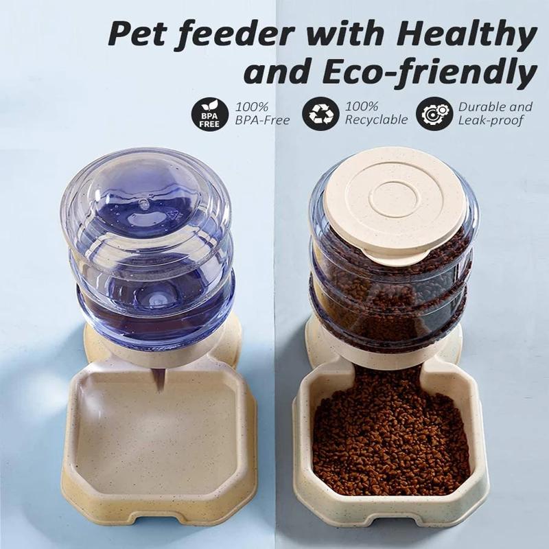 Automatischer Futter- und Wasserspender für Haustiere, Katzen- und Hundefutternapf, Wasserspender, große Kapazität, Schüssel für Katzen und Hunde, Füttern, Trinken, Katzenzubehör