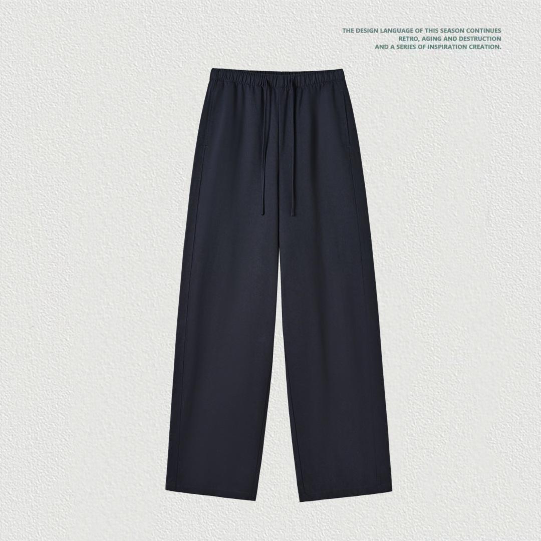 

Women s Elastic Waist Lyocell Cotton Straight-Leg Casual Pants - Cooling & Slimming Design Large темно-синього кольору
