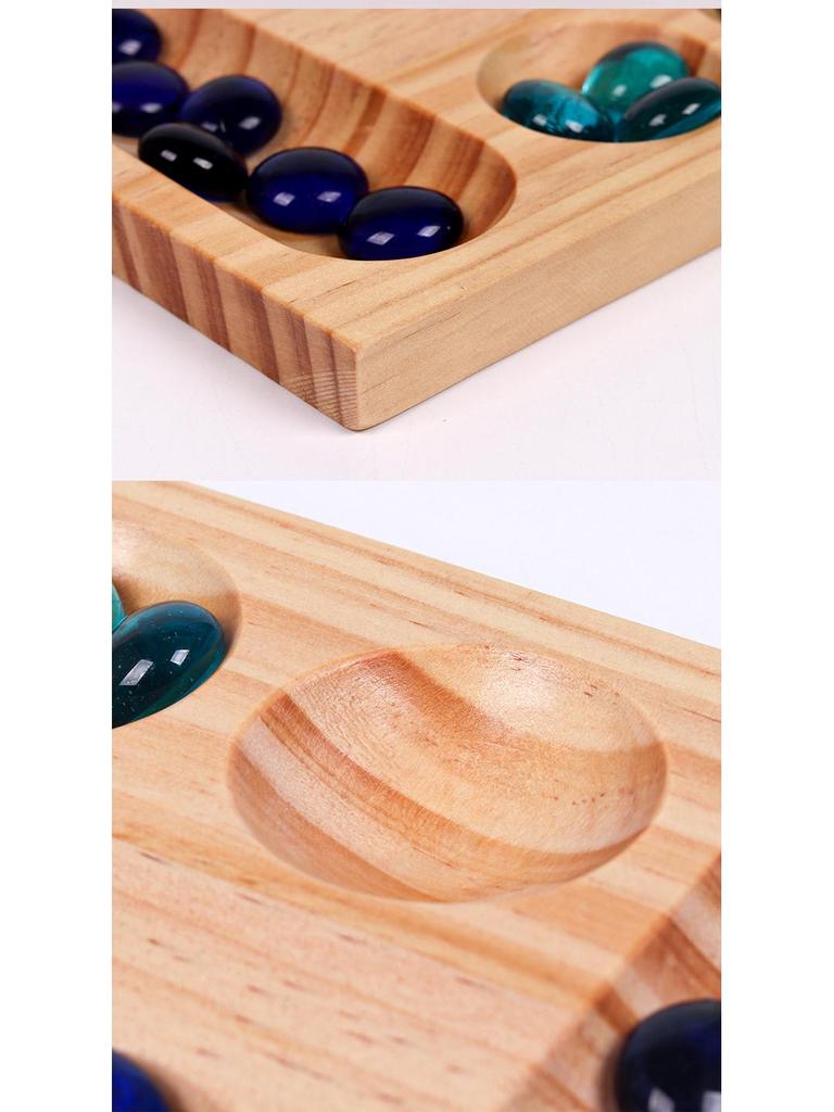 Pine Wood Gemstone Mancala Board: Educational Toy for Spatial Thinking