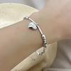 Real  Sterling Silver Beaded Tassel Square Heart Pendant Charm Bracelets for Women Fine  Minimalist Accessories