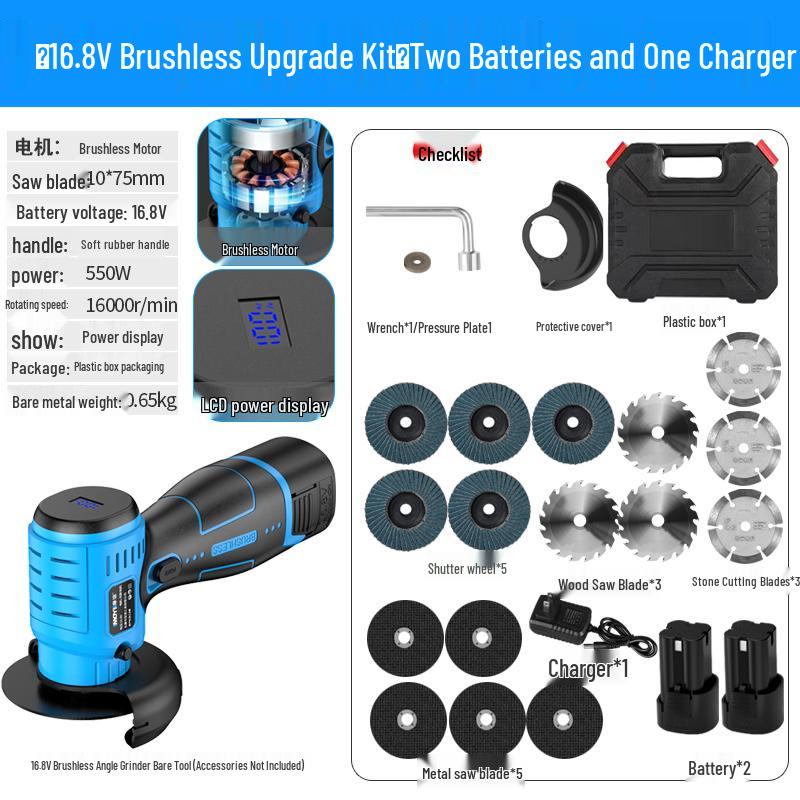 Compact Brushless Lithium Battery Angle Grinder for Home - Electric Micro Grinder for Seam Cleaning and Cutting