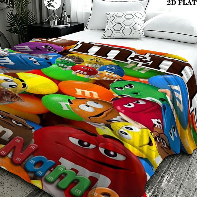 1PC M&M's Custom Name Patterned Flannel Blanket Suitable For All Seasons for Home Decor Warmth and Comfort Gifts Holiday Present
