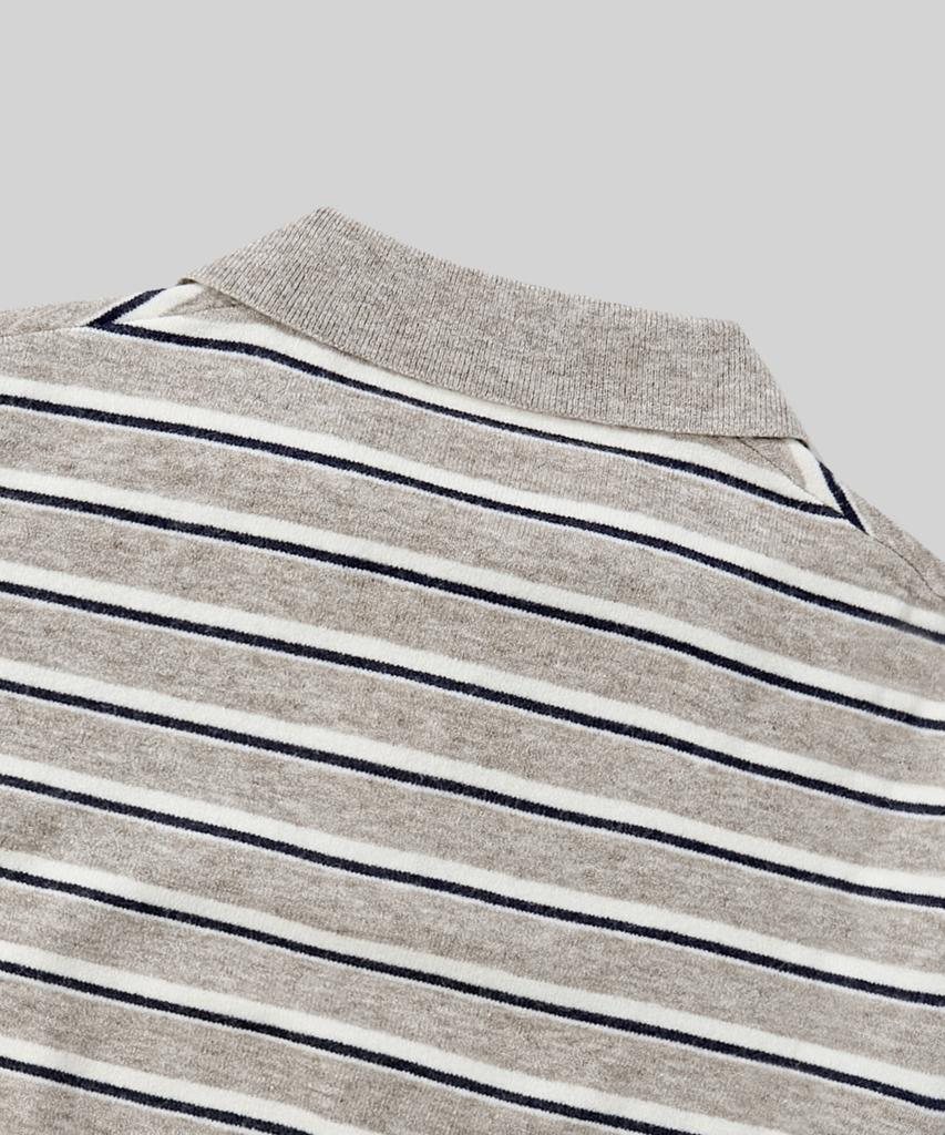 Beodeonteu Hairy Stripe Collar Knit [Light Brown]