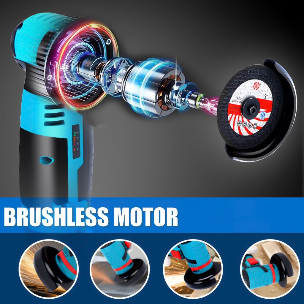 12V 1500W Mini Brushless Angle Grinder Polishing Machine Diamond Cutting Power Tool With 3pcs cutting Disc