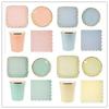 Hot Stamping Single Color Disposable Party Tableware Set: Paper Plates, Cups, Square & Round Plates for Birthday or Gathering.