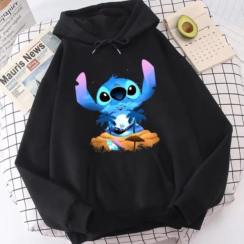 Lilo & Stitch Print Hoodie Cute Cartoon Disney Graphic Sweatshirt Autumn and Winter Men and Women Casual Long-sleeved Jumper Top