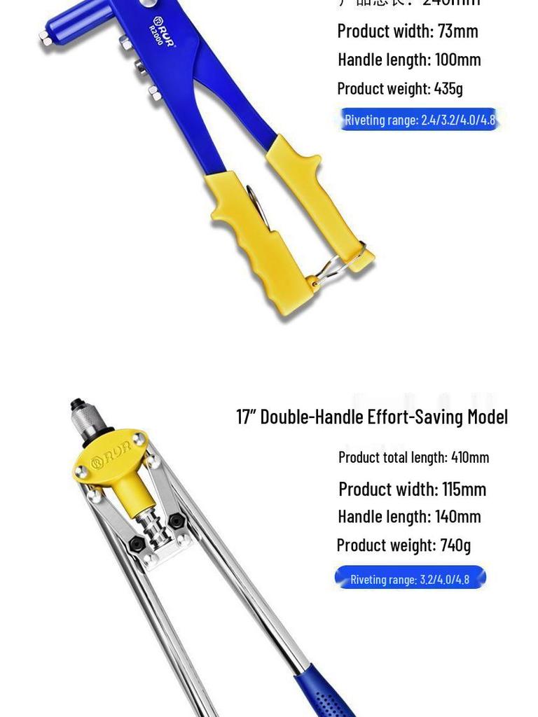 Manual Rivet Gun Double Handle Labor-Saving Riveter Pliers Nailer