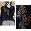 Women S Half Turtleneck Rhinestone Knitted Sweater Long Sleeve Base Layer