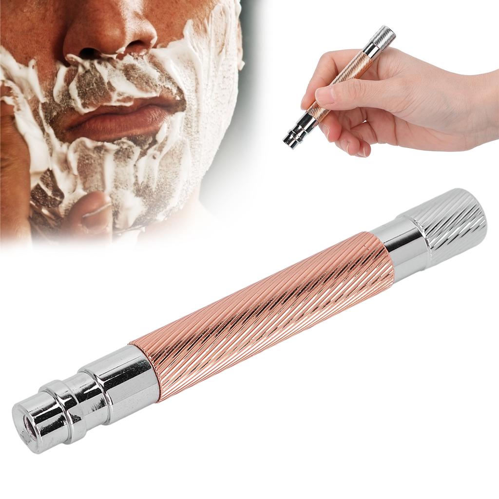 Safety Razor Handle Anti Slip Washable Reusable Metal Hand Shaver Handle for MenCopper
