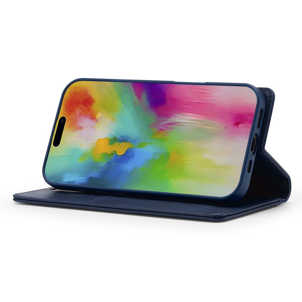 LC.IMEEKE For iPhone 16 Leather Case RFID Blocking Card Slots Phone Cover