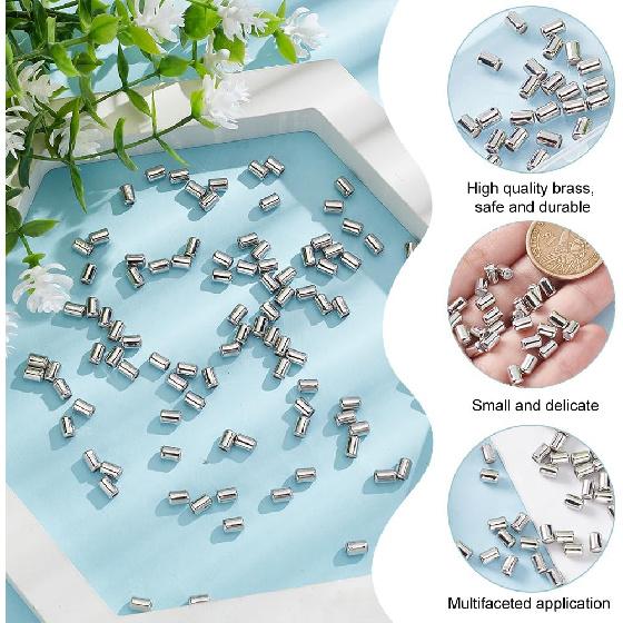 100 Pcs Column Stopper Beads, 6mm Adjustable Slider Beads Brass Rubber Beads Round Beads Insert Rubber Stopper Positioning Spacer Beads for Jewelry