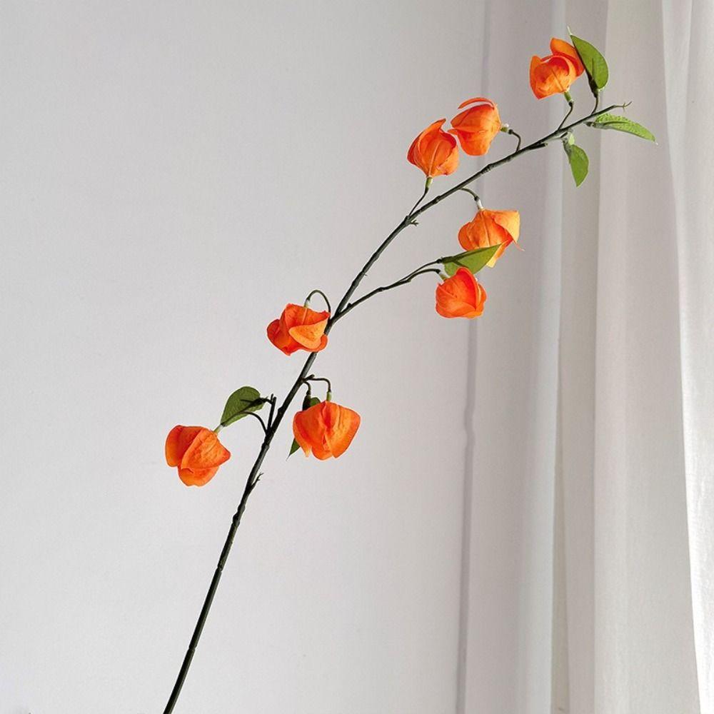 Orange Lantern Fruit Silk Cloth Sour Berry Lifelike Simulation Flower  Home Decoration