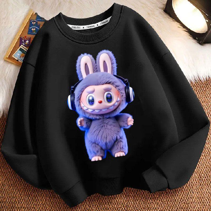 29/5000 Children's LBB Cartoon Hoodie, Long-sleeved Loose Round-neck Hoodie for Boys and Girls Spring and Autumn