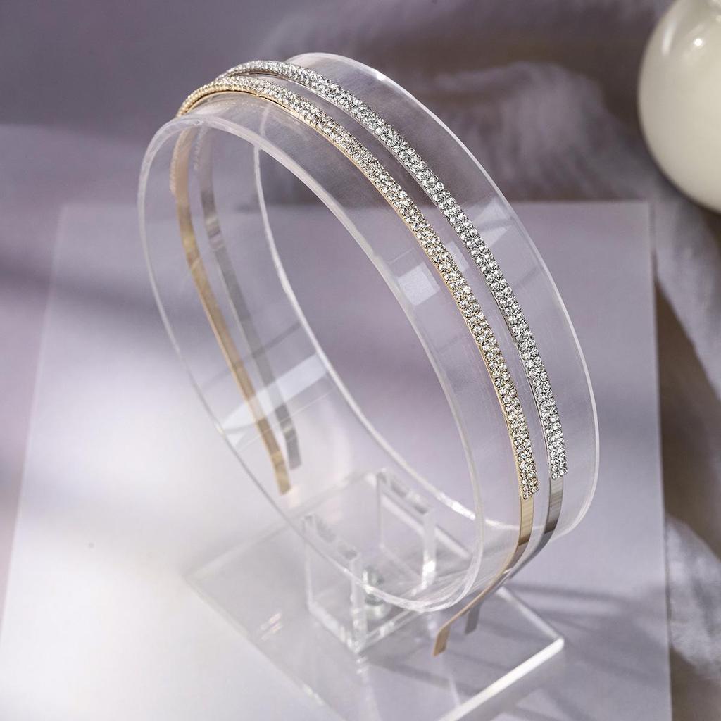 Women's Double Row Rhinestone Metal Headband for Everyday and Party Wear